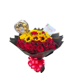 Ramo Buchón Rosa Roja Girasol Chocolate